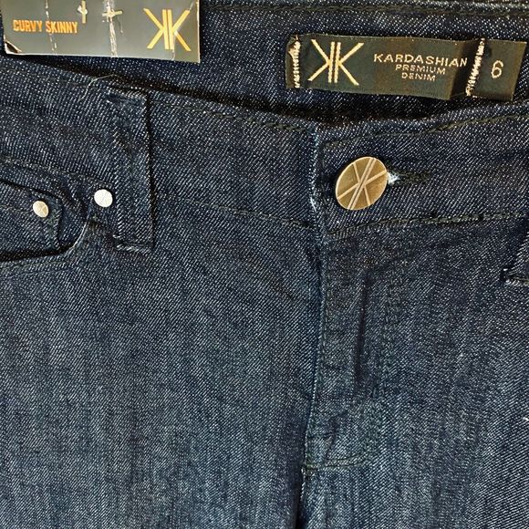 NWT Kim Kardashian Kollection Premium Denim Curvy Skinny Jeans Dark Wash Blue 6 - Picture 5 of 7